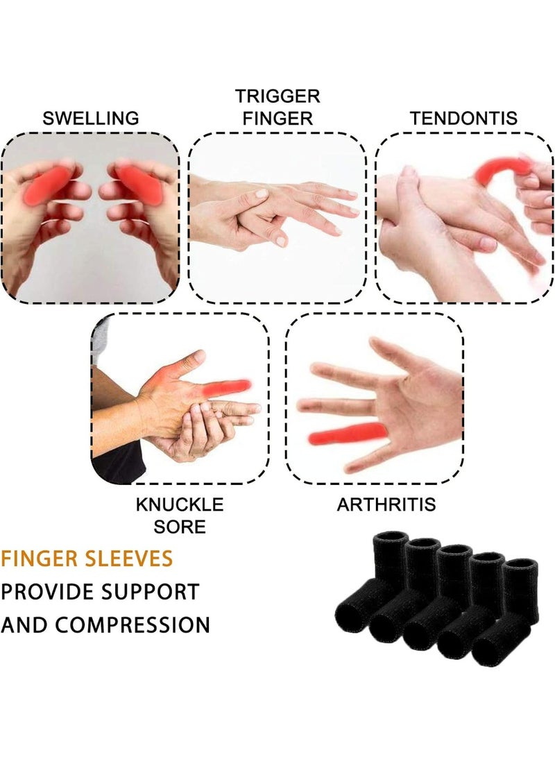 Finger Sleeves, Thumb Splint Brace For Finger Support, Breathable Elastic Finger tape, Compression pression Protector For Reliving Pain, Triggger Finger, Compression Aid For Sports, 10PCS (black) - Image 3
